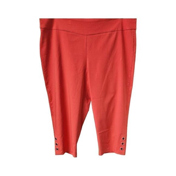NWOT ZAC & RACHEL Plus Size Bright Coral Cropped Capri Pants - Picture 1 of 12